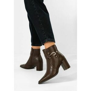 Botine cu toc gros Savira maro imagine