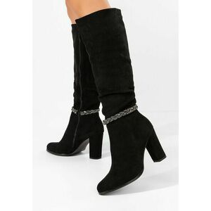 Cizme cu toc gros Denoria negre imagine