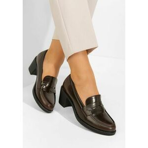 Mocasini cu toc Disina maro imagine