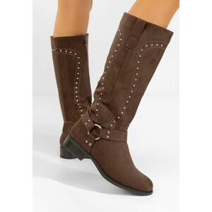 Cizme cu toc mic Nalira maro imagine