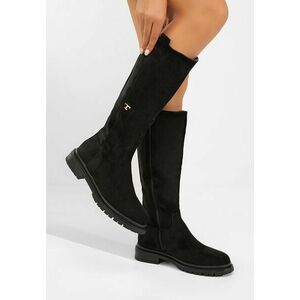 Cizme dama fara toc Navira negre imagine