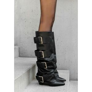 Cizme cu toc gros Jefery negre imagine