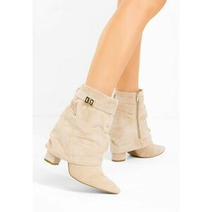 Botine cu toc gros Liamia bej imagine