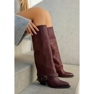 Cizme cu toc gros Bretia bordo imagine