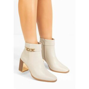 Botine cu toc gros Arletta bej imagine