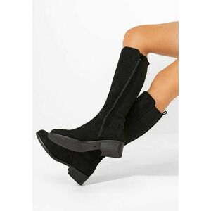 Cizme lungi fara toc Isavira negre imagine