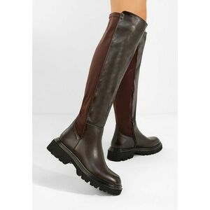 Cizme lungi peste genunchi Serelis maro imagine