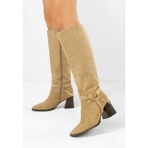 Cizme lungi cu toc gros Deliora kaki imagine