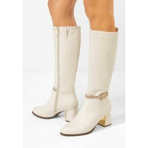 Cizme dama elegante cu toc Avenora bej imagine