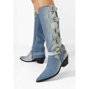 Cizme cu toc gros Laoise denim imagine