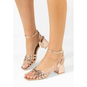 Sandale cu toc gros Chantelle champagne imagine