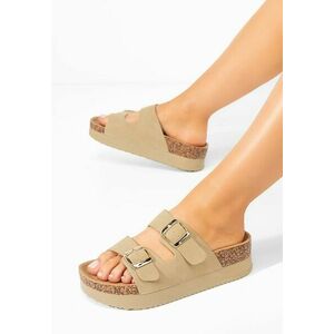 Papuci cu platformă Erinai bej imagine