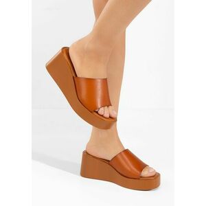 Papuci cu platformă Kamilya camel imagine