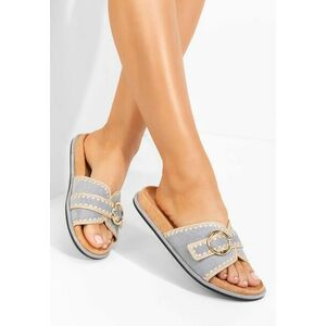 Papuci cu talpa groasa Concita albastri imagine