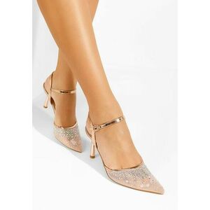 Pantofi cu toc subtire Valesia champagne imagine
