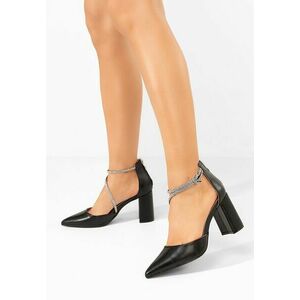 Pantofi cu toc gros eleganti Anlya negri imagine