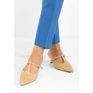 Pantofi cu toc subtire Caty bej imagine