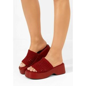 Papuci cu platformă Manuela rosii imagine
