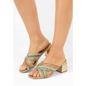 Papuci cu toc gros Lovely multicolori imagine