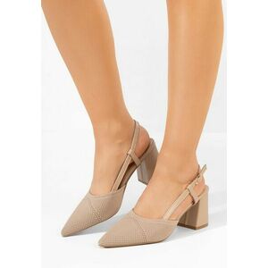 Pantofi cu toc gros Estephana kaki imagine