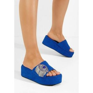 Papuci cu platformă Fyona albastri imagine