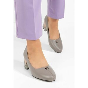 Pantofi cu toc gros Luceta gri imagine