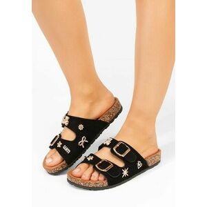 Papuci cu talpa groasa Moonie negri imagine