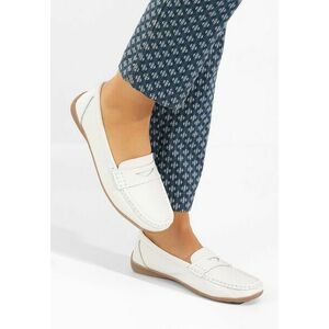 Mocasini dama piele Cheria albi imagine