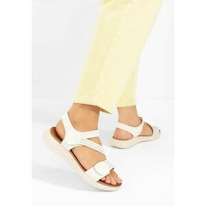 Sandale dama fara toc Manysa albe imagine