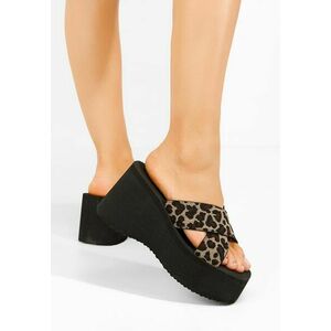Papuci cu platformă Rania leopard imagine