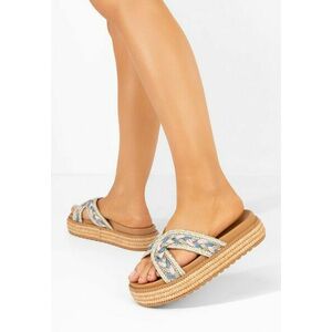 Papuci cu platformă Delphina multicolori imagine