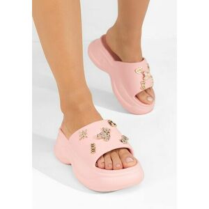 Papuci cu platformă Taryna roz imagine