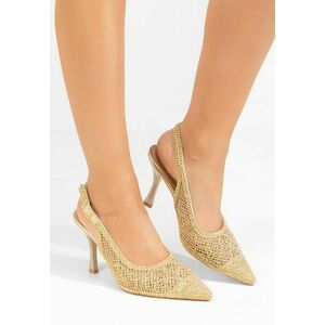 Pantofi cu toc subtire Donita aurii imagine