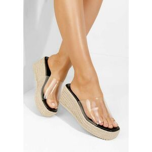 Papuci cu platformă Brigette negri imagine