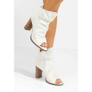 Botine cu toc gros Jeanelle albe imagine