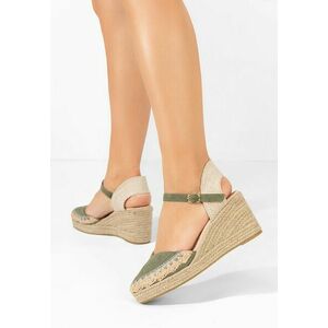 Sandale cu platforma tip espadrile Merle verzi imagine