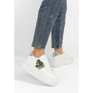Sneakers cu platforma Rosaura albi imagine