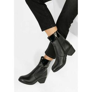Botine cu toc gros Clarice negre imagine