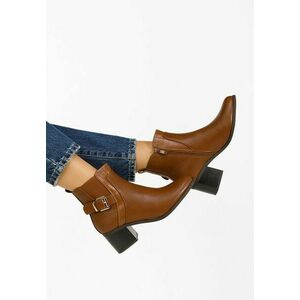 Botine cu toc gros Jessenia camel imagine
