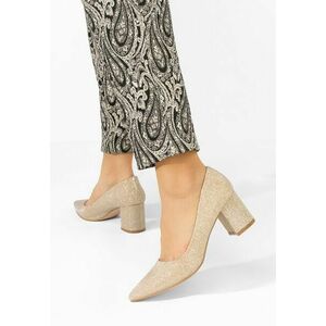 Pantofi cu toc gros Dalila aurii imagine
