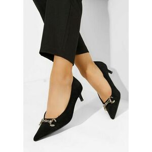 Pantofi stiletto cu toc mic Treva negri imagine