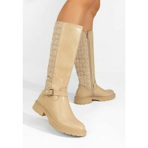 Cizme dama fara toc Elfrieda bej imagine