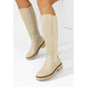 Cizme lungi fara toc Buffy bej imagine