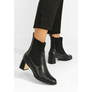 Botine cu toc gros Albertha negre imagine