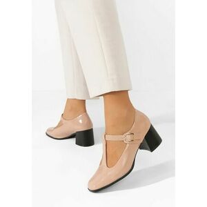 Pantofi cu toc mediu Vesita V2 bej imagine
