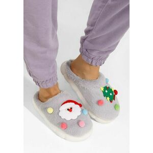 Papuci de casa pufosi Denita gri imagine