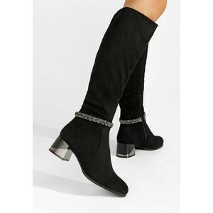 Cizme lungi cu toc gros Lilianna negre imagine