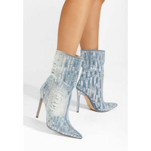 Botine cu toc subtire Lasonya denim imagine
