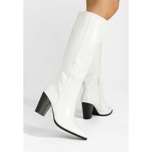 Cizme cu toc gros Debeka albe imagine