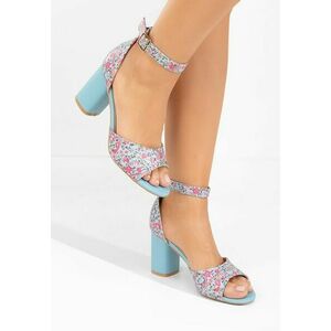 Sandale cu toc gros Moreira albastre imagine